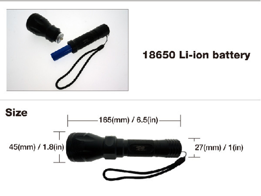 হ্যান্ডসিস ডাইভিং LED টর্চলাইট IPX8 18650 লি আয়ন ব্যাটারি সঙ্গে জল প্রতিরোধের