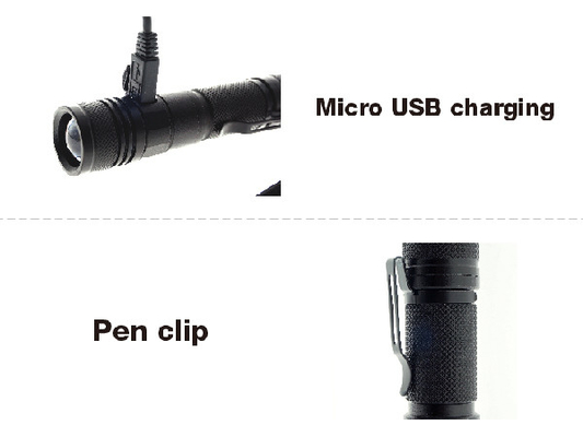 হাত চাবুক ক্ষুদ্র Rechargeable টর্চ জুমিং, ইউএসবি রিচার্জলেজ নেতৃত্বাধীন মশাল